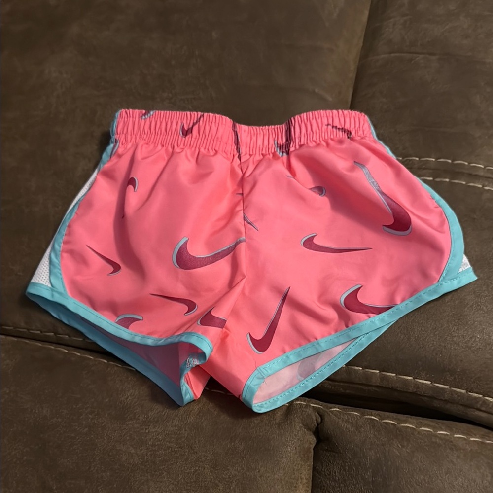 Nike Pink and Turquoise Swoosh Shorts